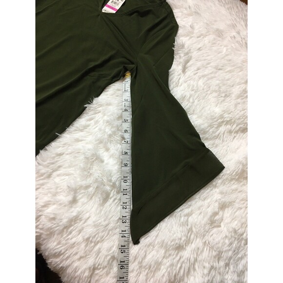 Alfani Blouse Basic Green Olive Size PP Asymmetrical-Sleeves 3/4-Sleeve - Picture 8 of 12